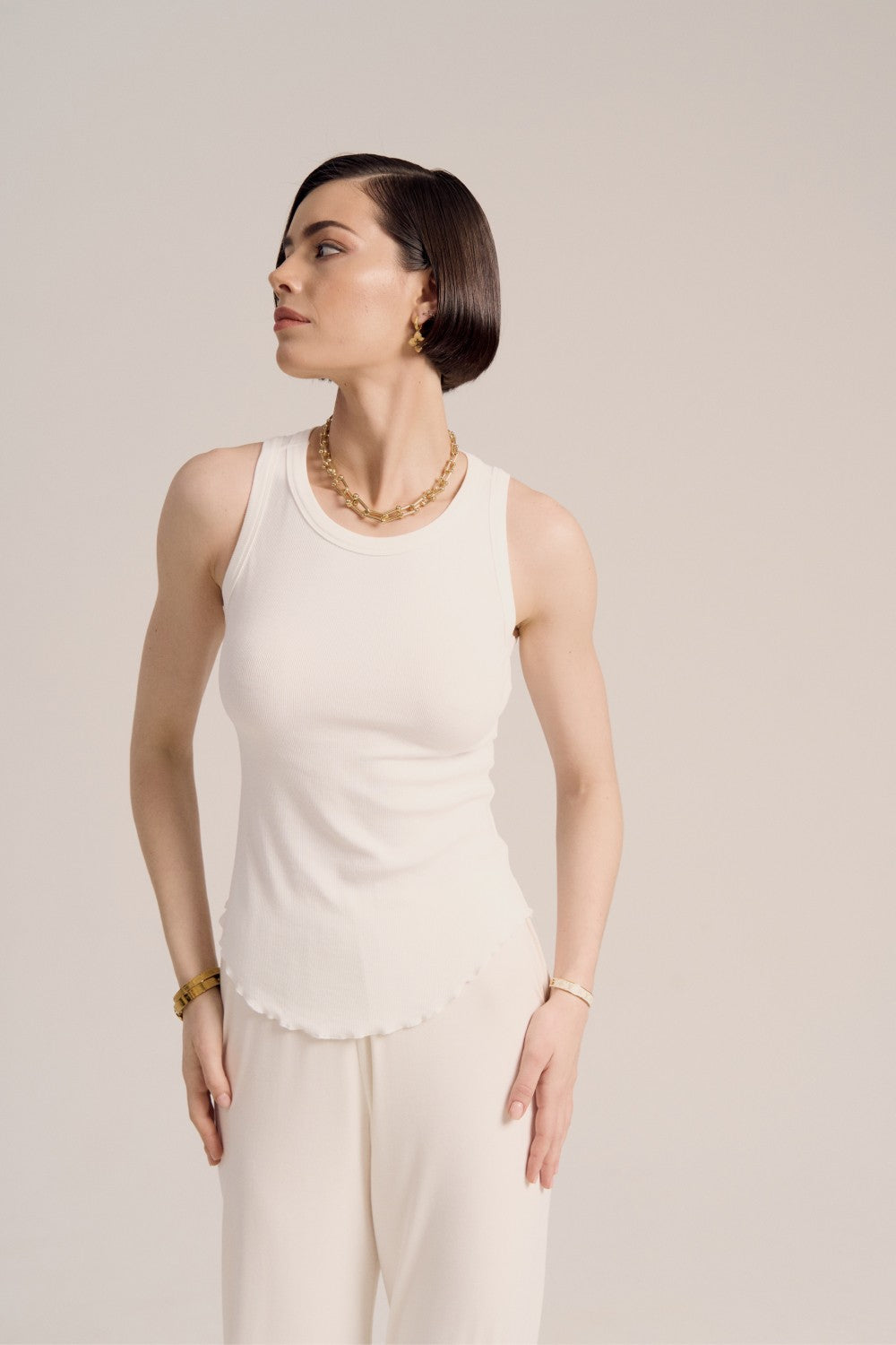 Camilla curved rib tank milky