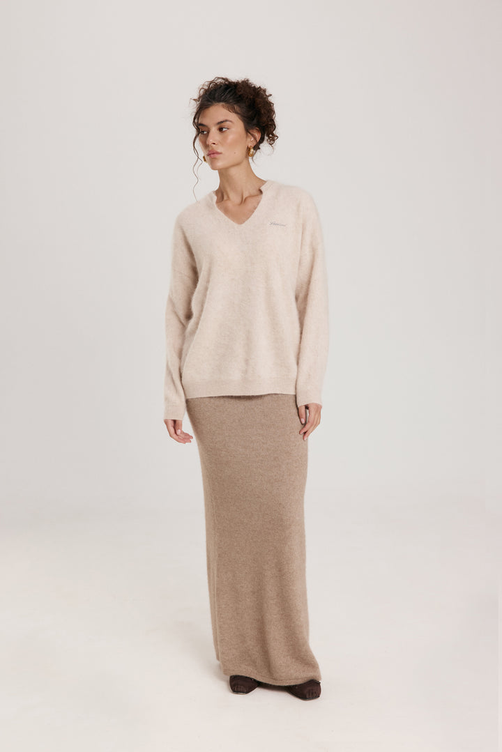 Fluffy V-Neck Cashmere Sweater