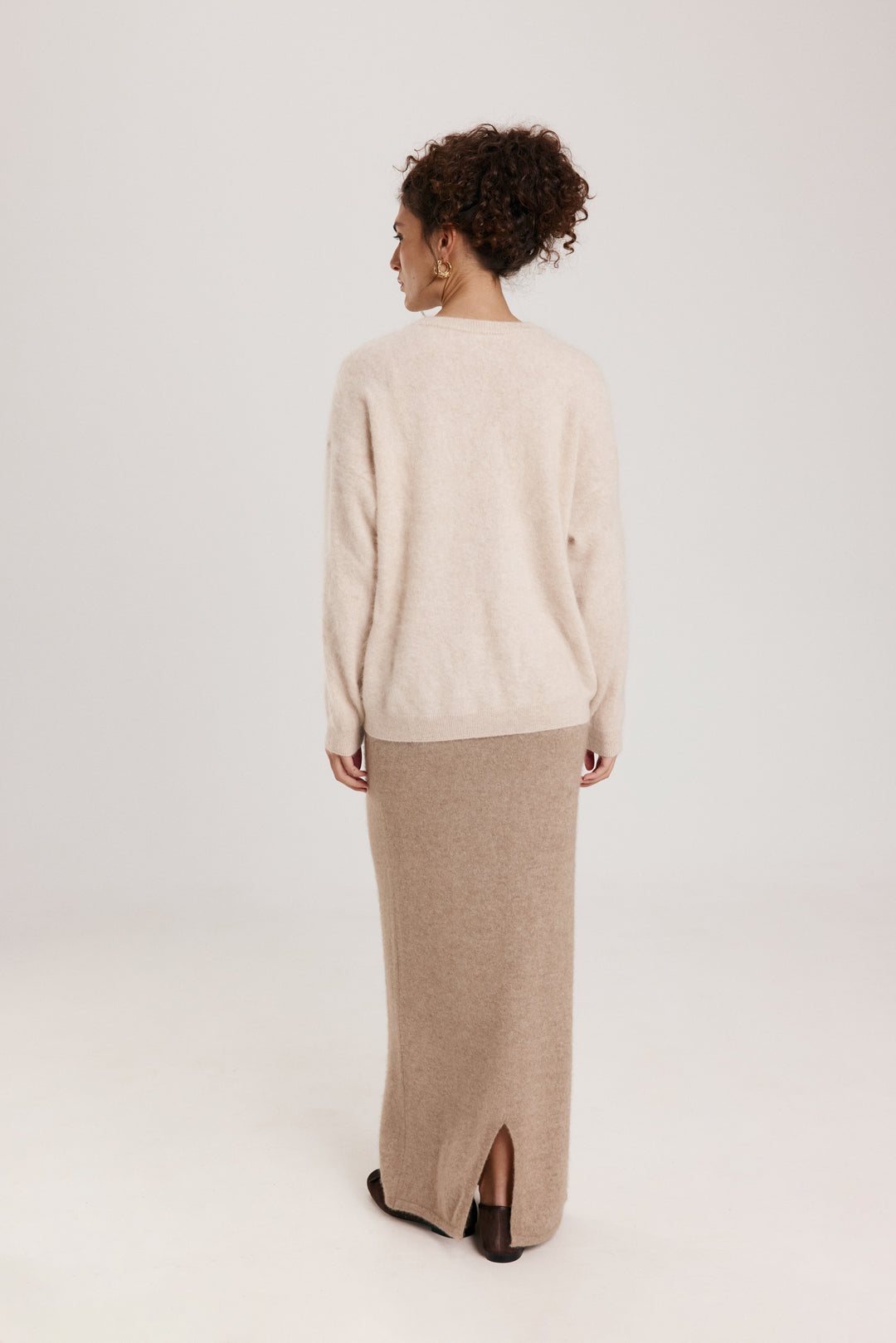 Fluffy V-Neck Cashmere Sweater