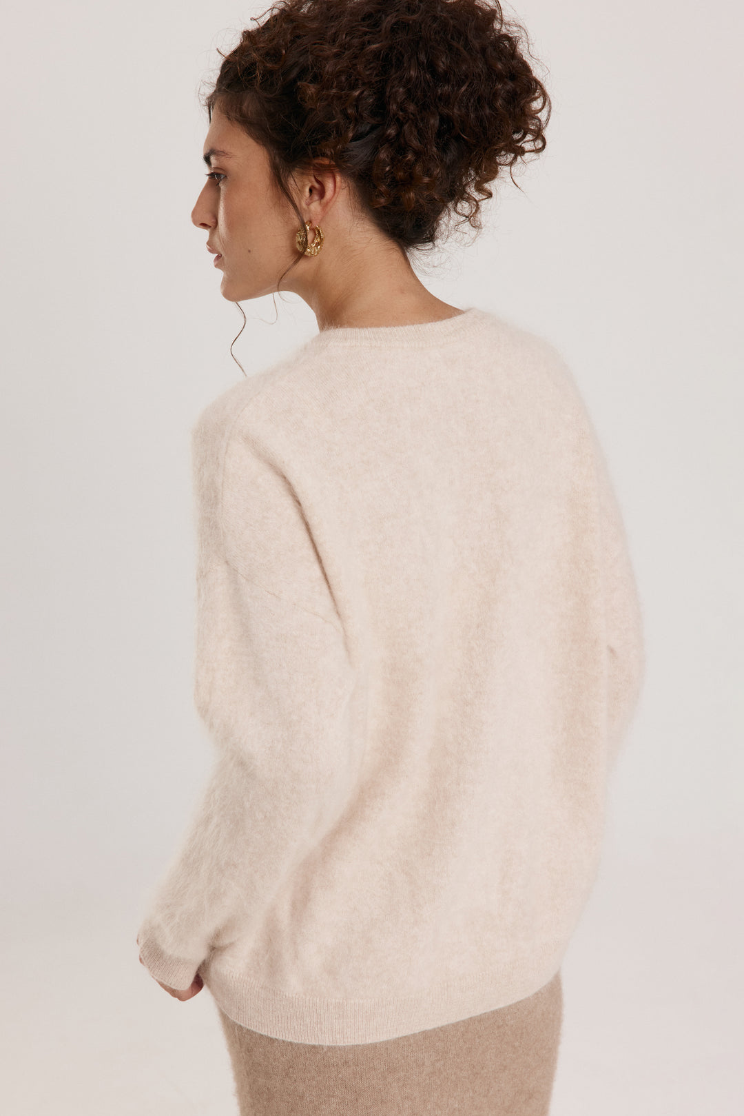 Fluffy V-Neck Cashmere Sweater