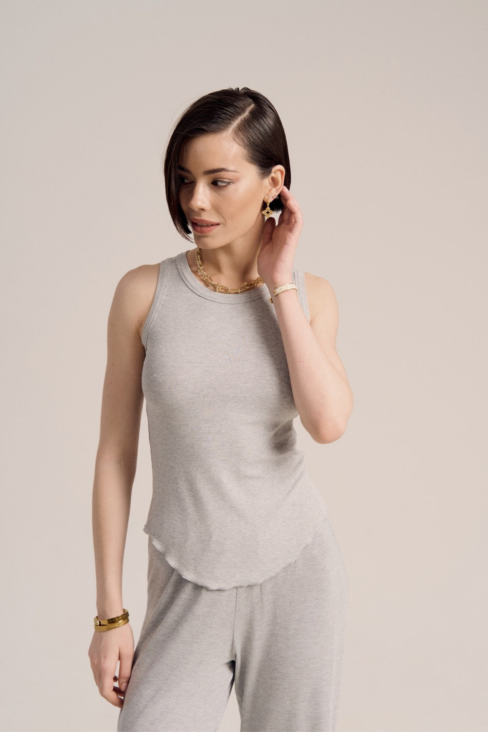 Camilla curved rib tank grey