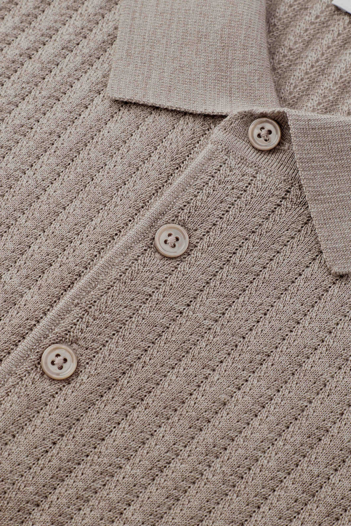 Dune Pointelle Wool Polo