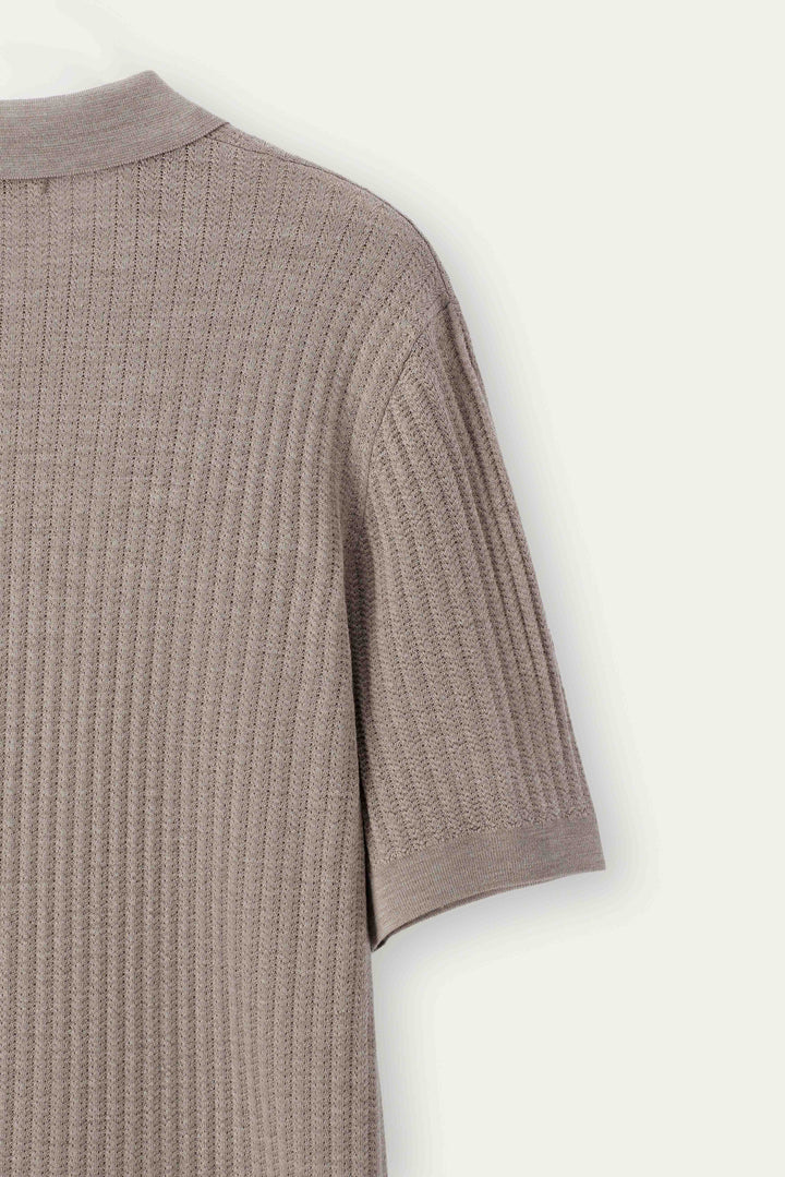 Dune Pointelle Wool Polo