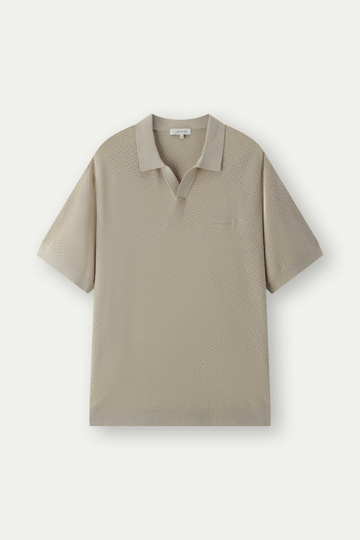 Madar Textured Open-Collar Polo Shirt