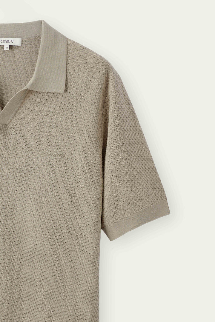 Madar Textured Open-Collar Polo Shirt