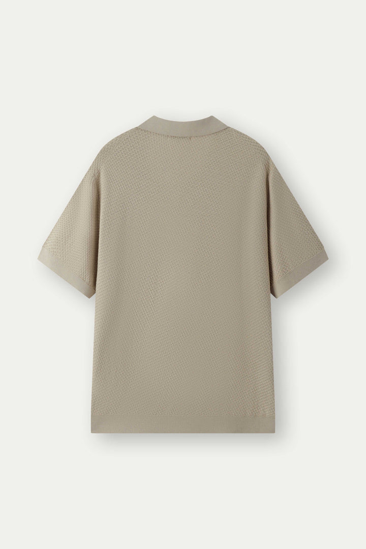 Madar Textured Open-Collar Polo Shirt