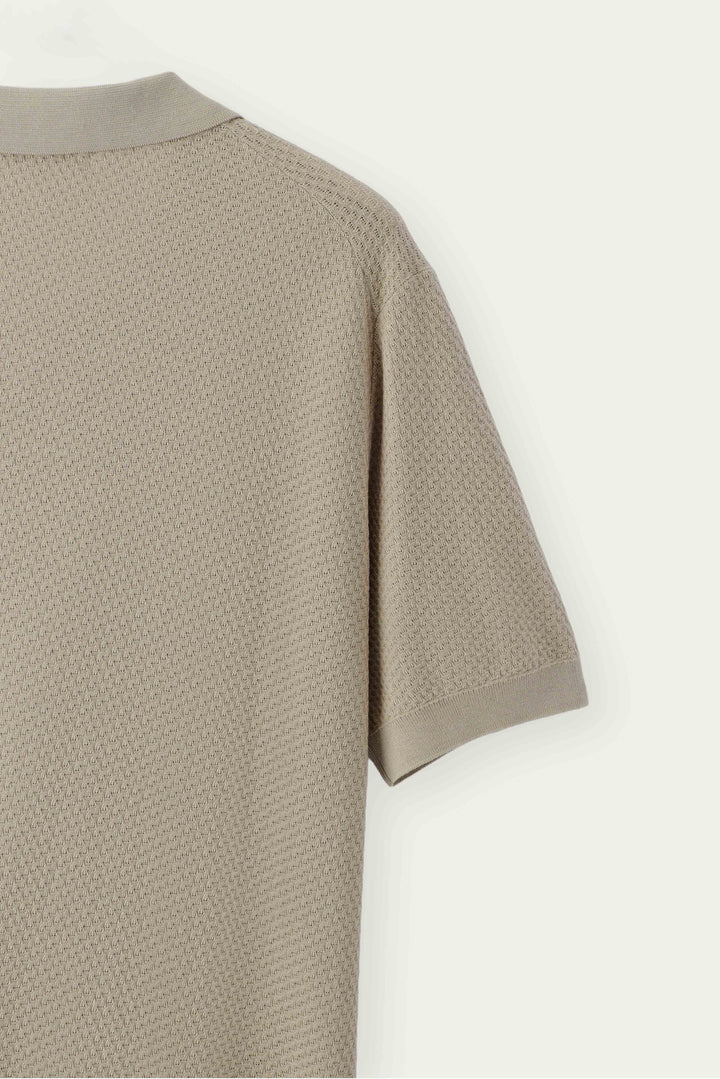Madar Textured Open-Collar Polo Shirt