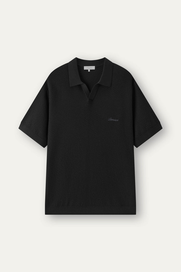 Madar Textured Open-Collar Polo Shirt