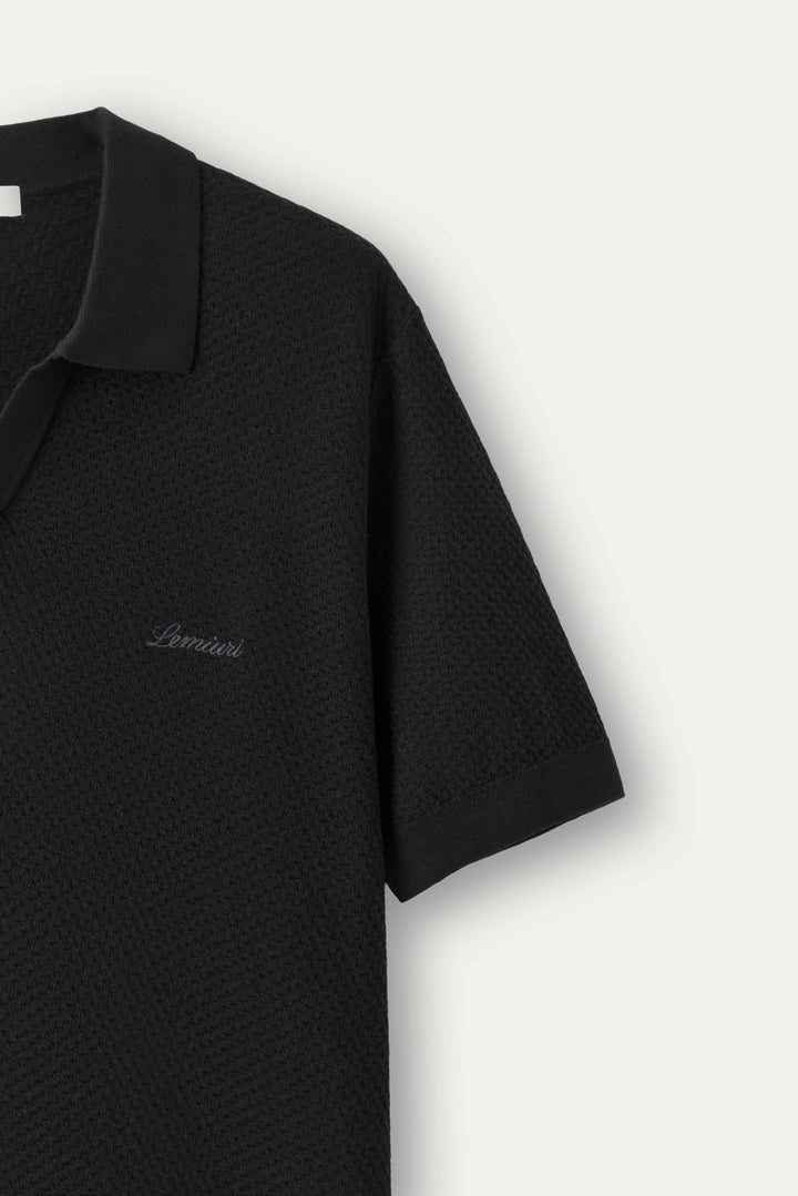 Madar Textured Open-Collar Polo Shirt