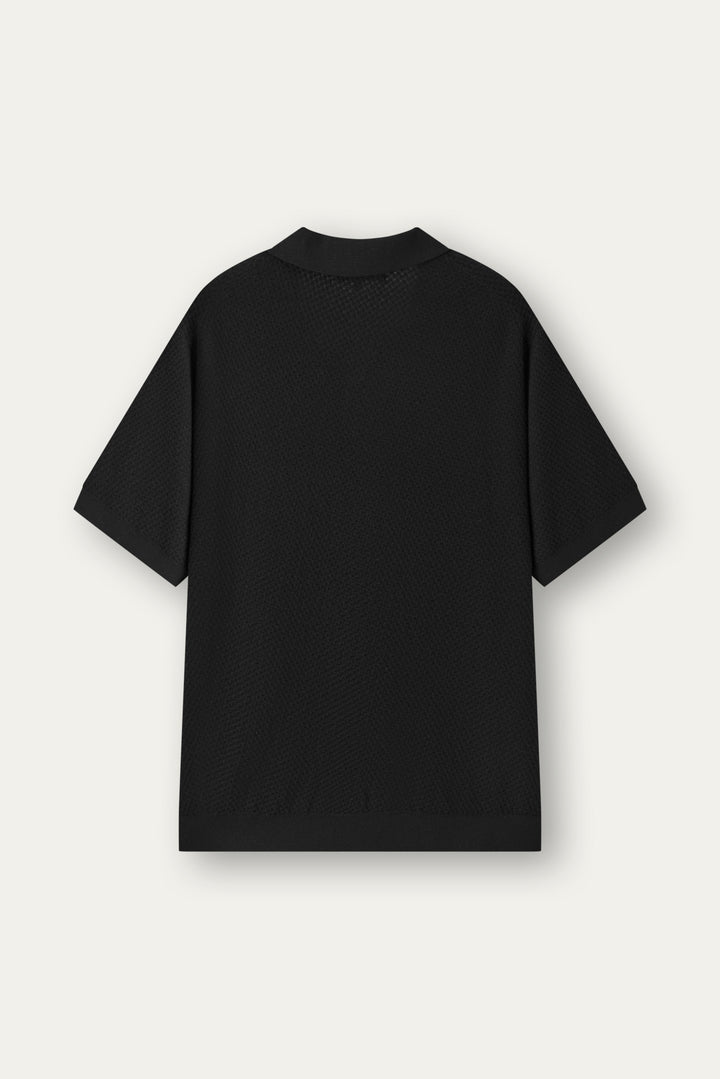 Madar Textured Open-Collar Polo Shirt