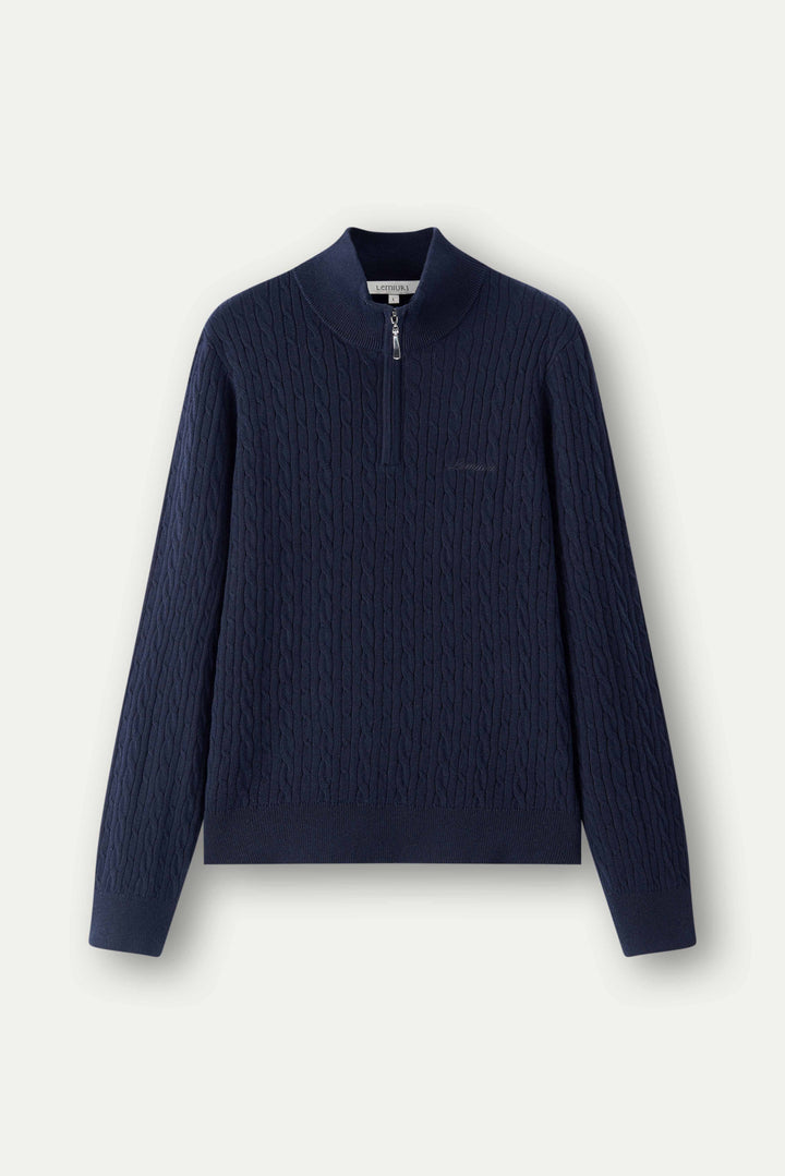 Elara Cable-Knit Half-Zip Sweater