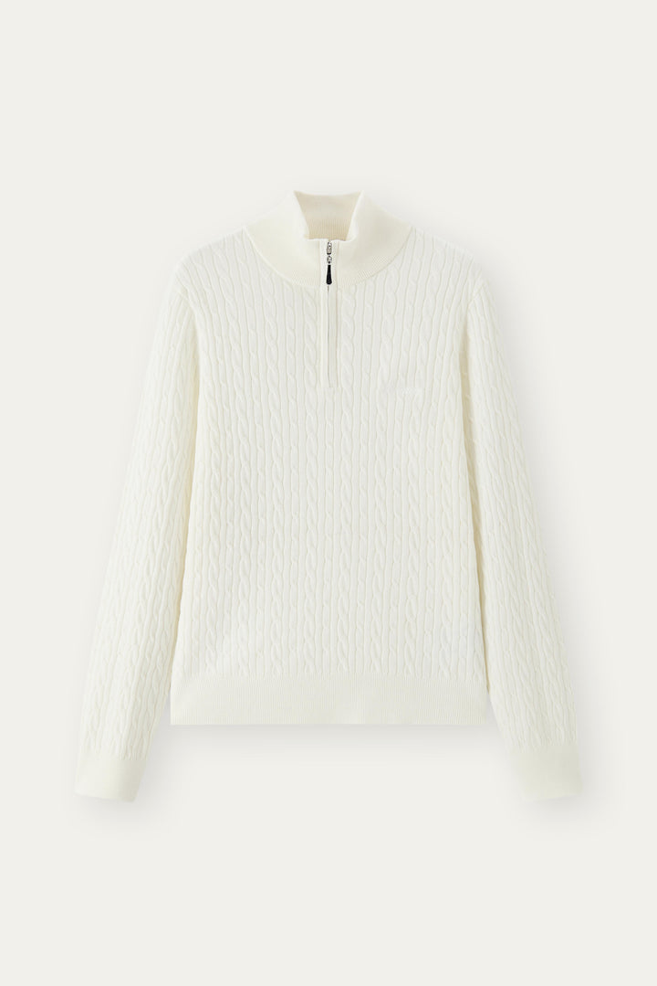Elara Cable-Knit Half-Zip Sweater