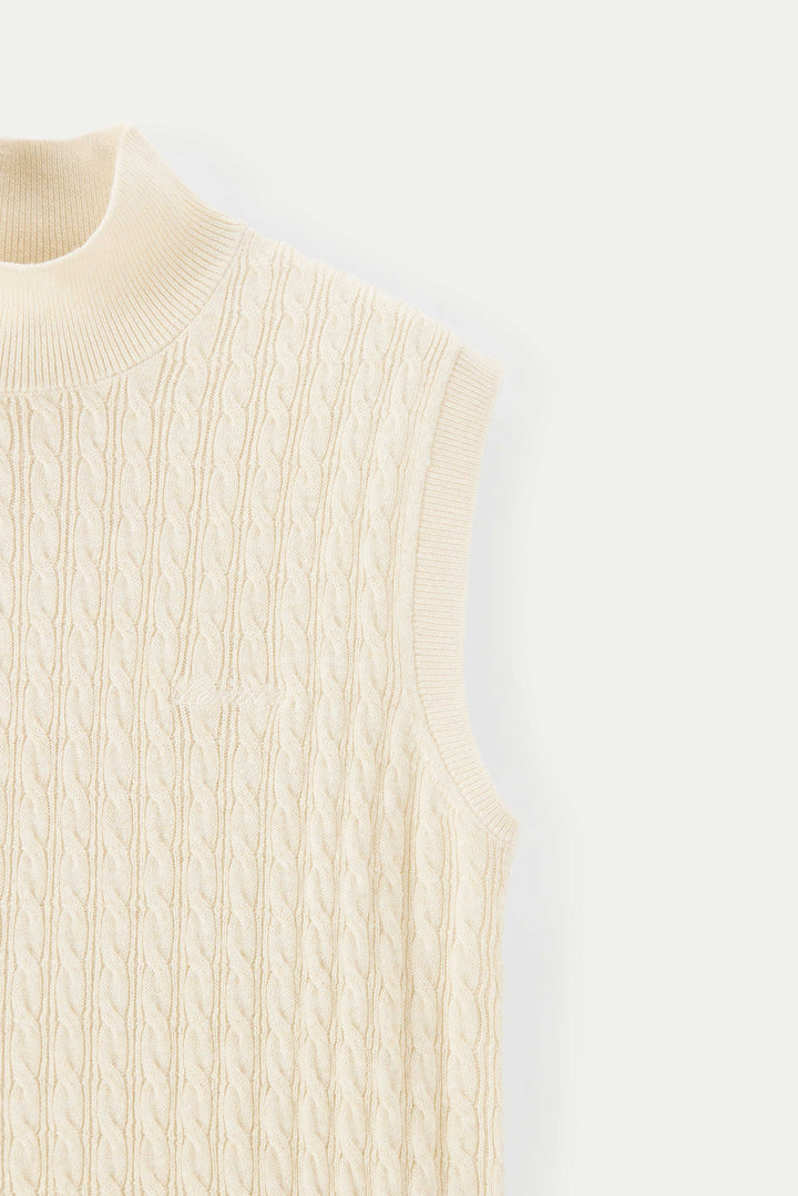 NAJWA CABLE-KNIT WOOL VEST