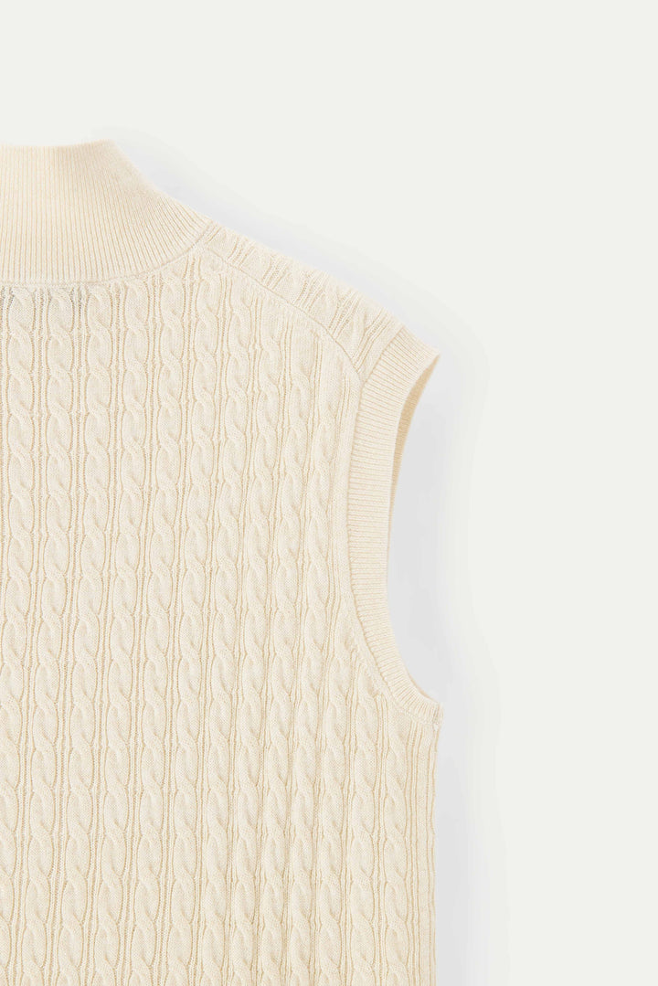 NAJWA CABLE-KNIT WOOL VEST