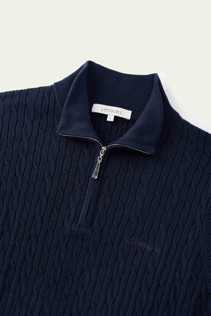 Elara Cable-Knit Half-Zip Sweater