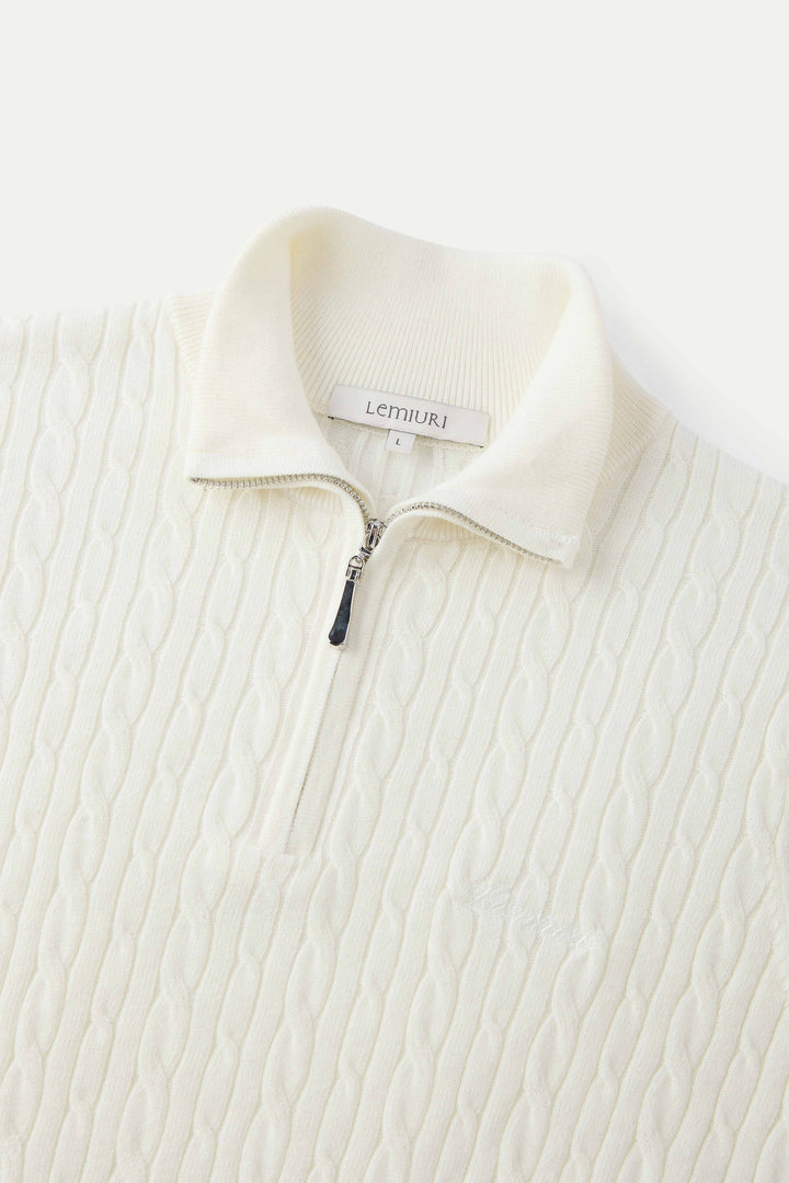 Elara Cable-Knit Half-Zip Sweater