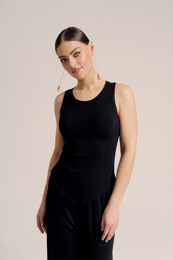 Camilla curved rib tank black