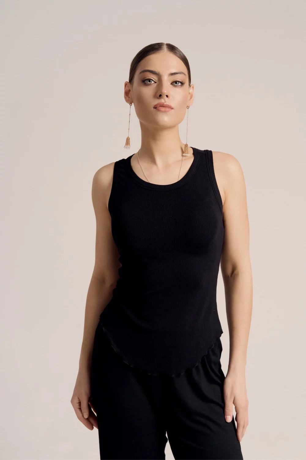 Camilla curved rib tank black