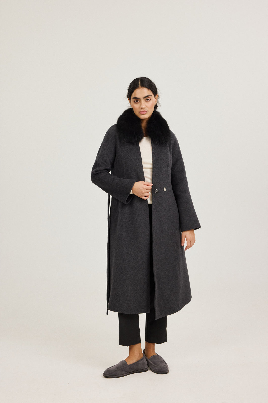 Aurora Fur-Trim Wool Coat
