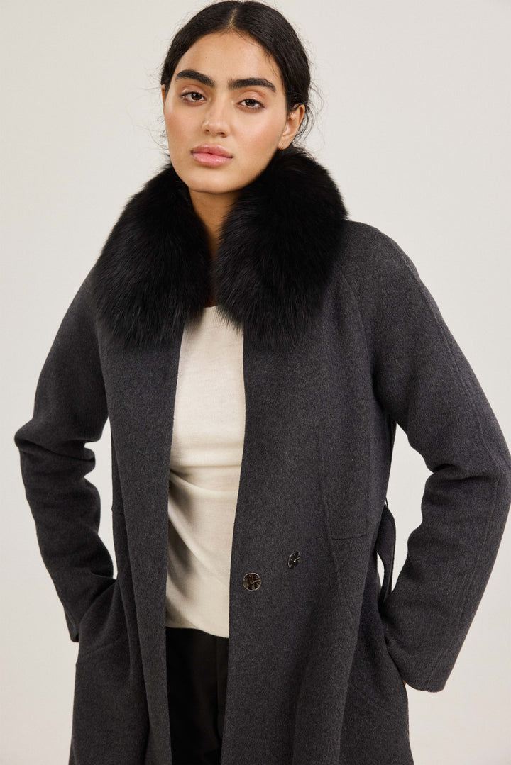 Aurora Fur-Trim Wool Coat