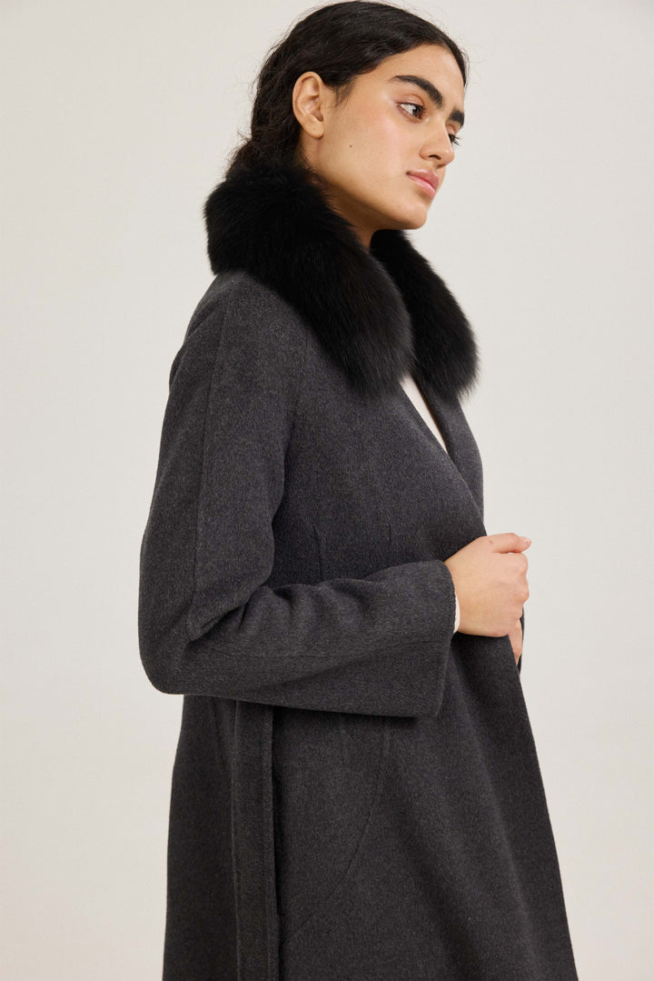 Aurora Fur-Trim Wool Coat