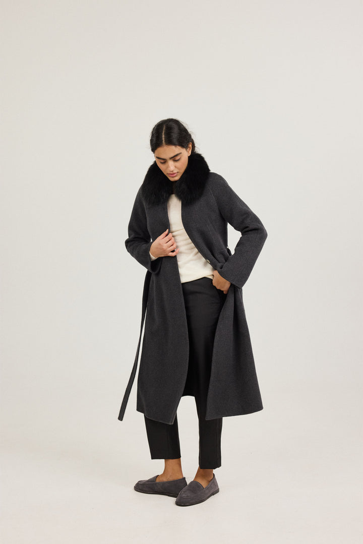 Aurora Fur-Trim Wool Coat