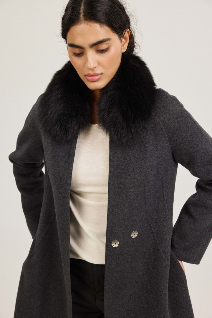 Aurora Fur-Trim Wool Coat