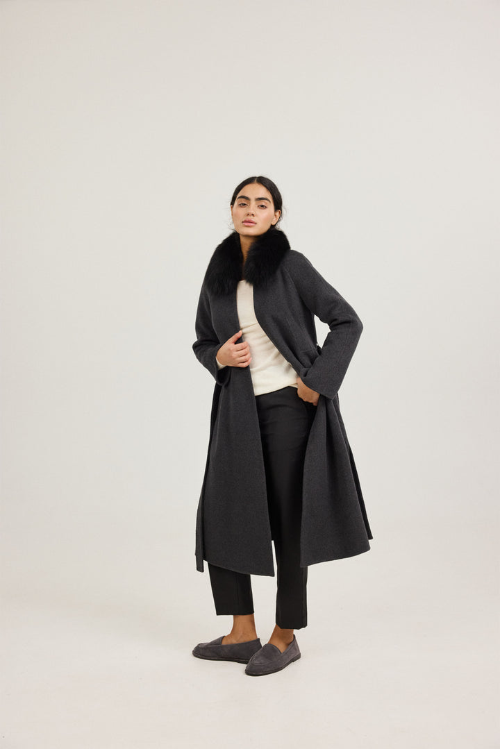 Aurora Fur-Trim Wool Coat