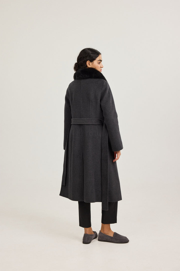 Aurora Fur-Trim Wool Coat
